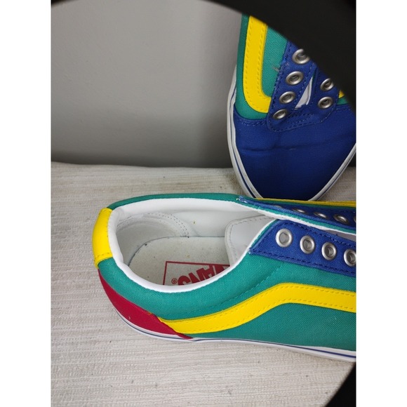 Vans Old Skool Men's 7 Off The Wall Laced Skate Shoes Blue Yellow Green Red Y2K - Picture 2 of 14